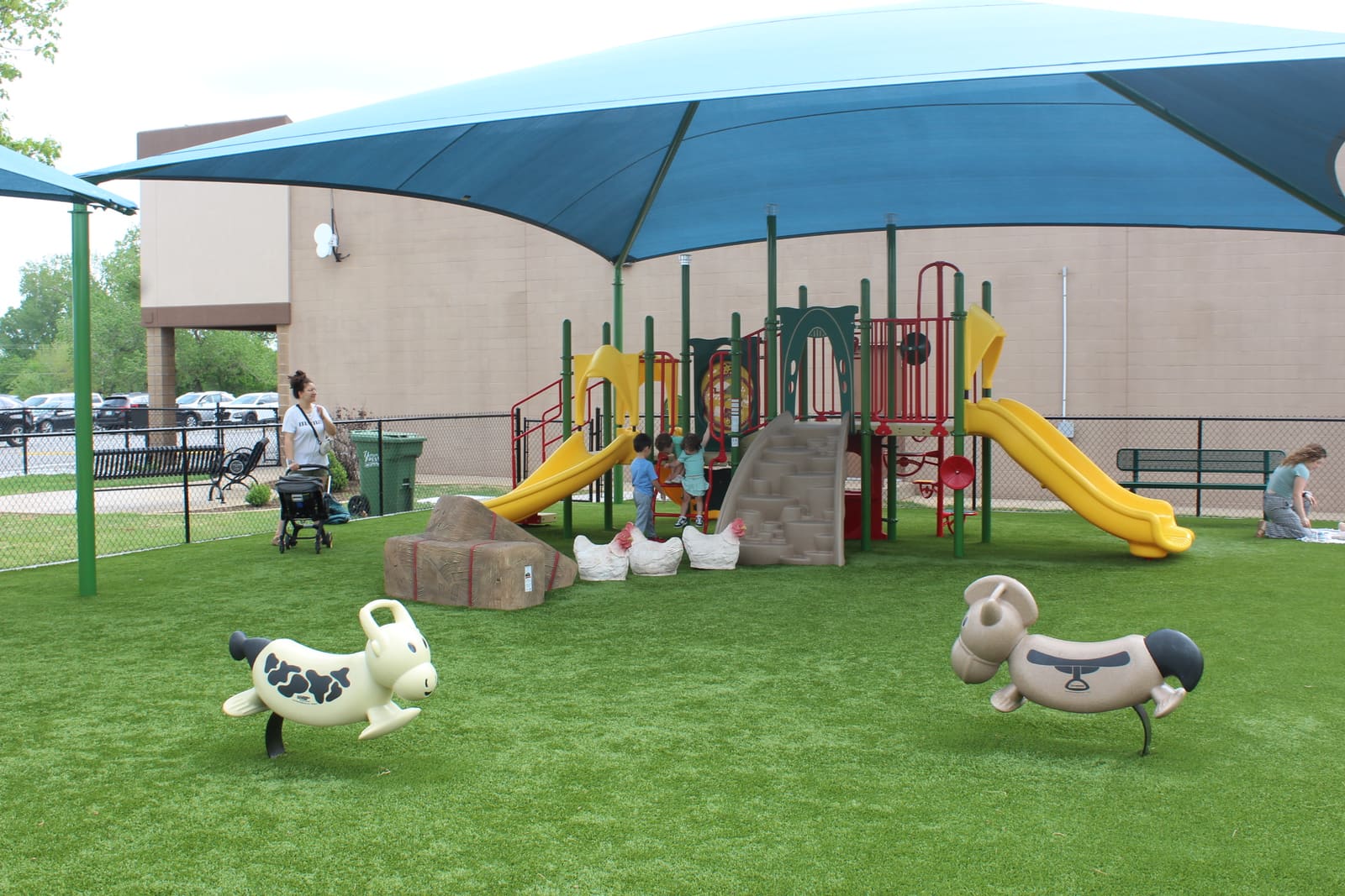 Lawn at the Library — swings and seating
